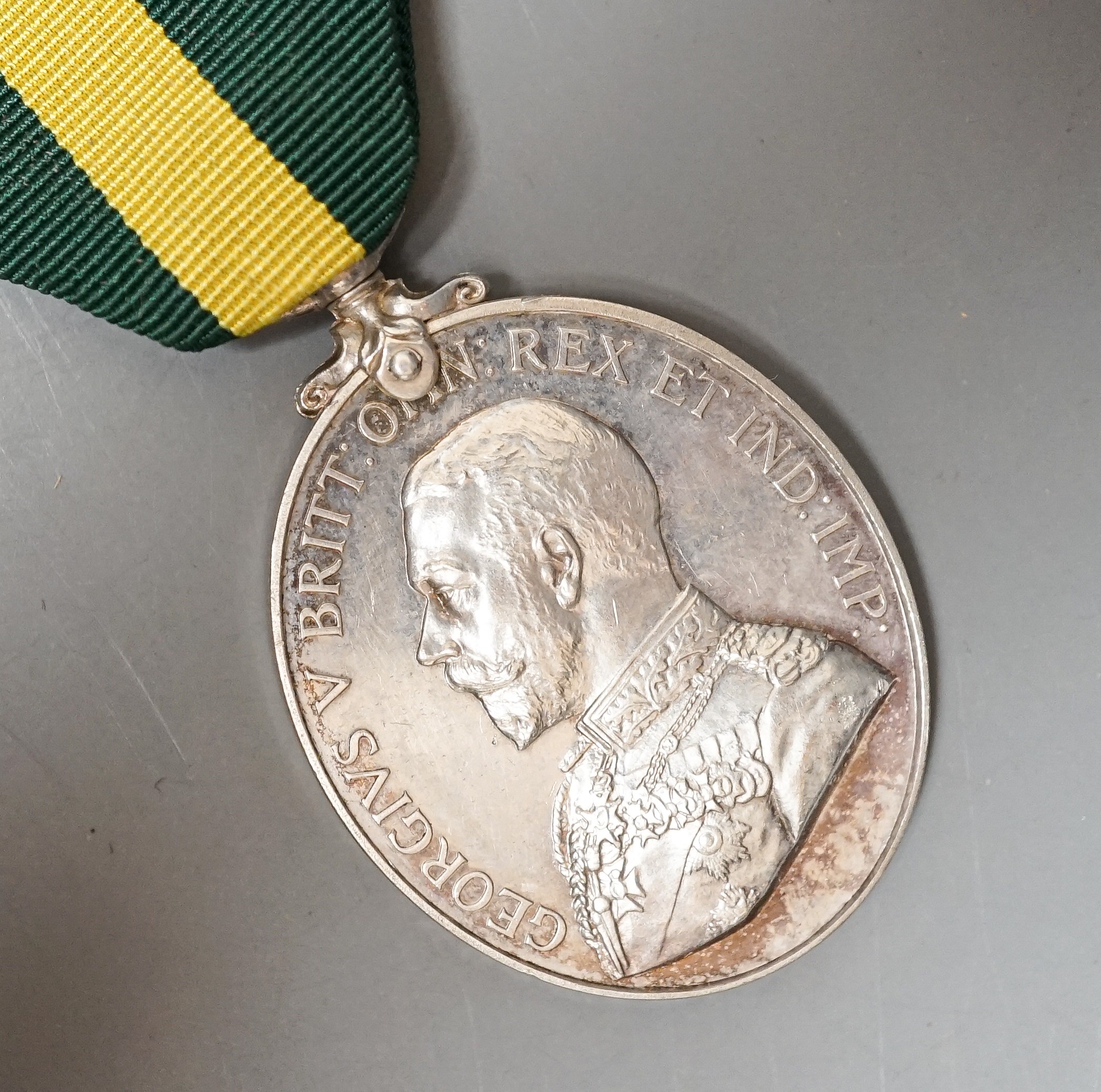Six military associated medals to include - QSA with four clasps to 184 PTE. T. GRIFFITHS C.I.V., George V Territorial Force Efficiency Medal to 314 SJT. E.H. BARTON 25/ CYC.BN. LOND. REGT. (25th County of London Cyclist